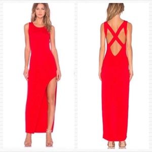 Lovers + Friends Red Passion Slit Open Back Maxi Dress